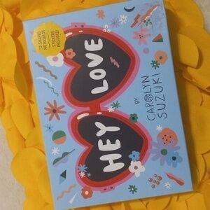 Carolyn Suzuki "Hey Love" 12  Die-Cut Shaped Notecards w/ Stickers NIB